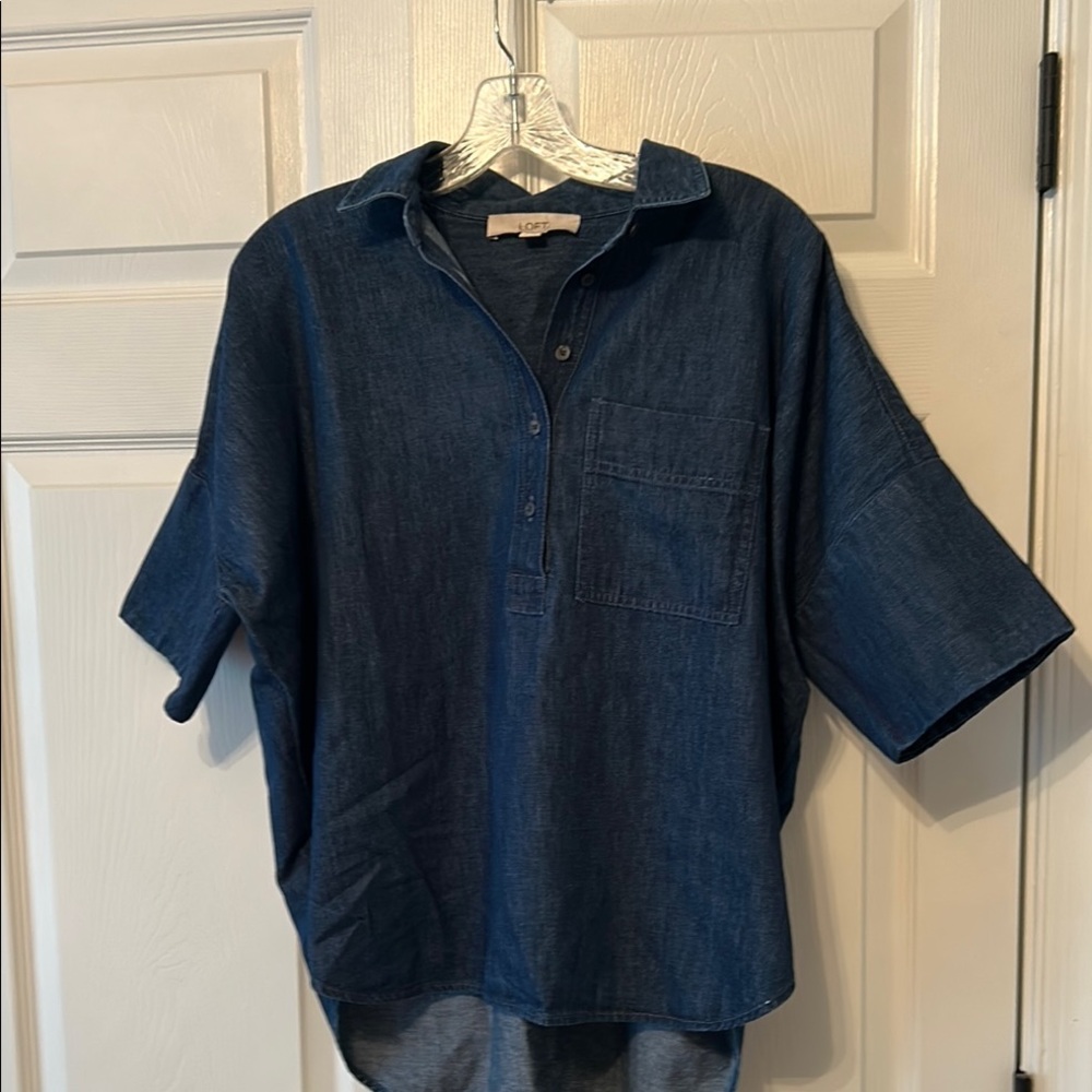 LOFT Blue Casual Button Down Shirt